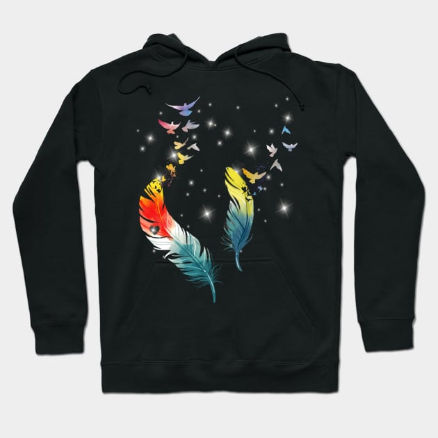 Colorful Feather Birds Costume Gift Hoodie by Pretr=ty
